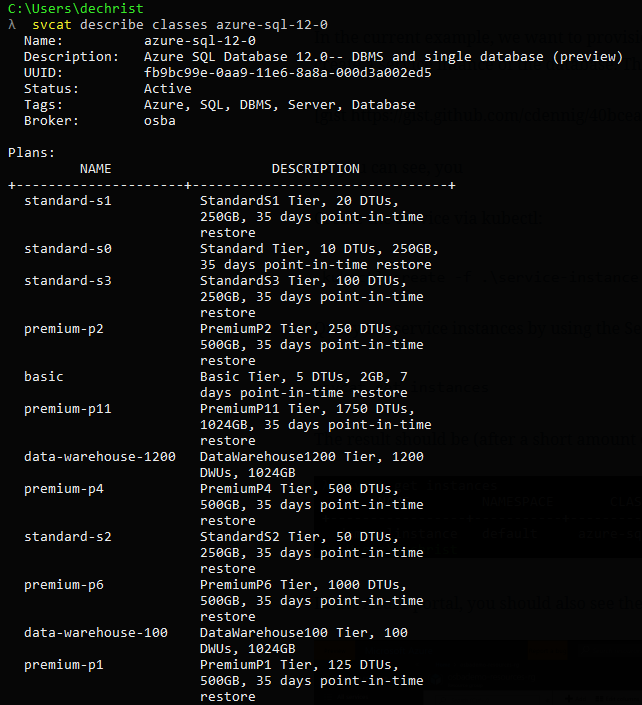 Open Service Broker for Azure (OSBA) with Azure Service (AKS