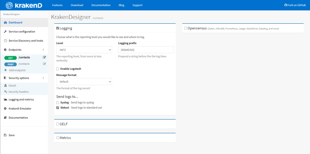 kraken designer logging config